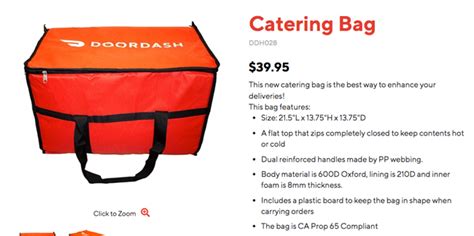 doordash orders without catering bag